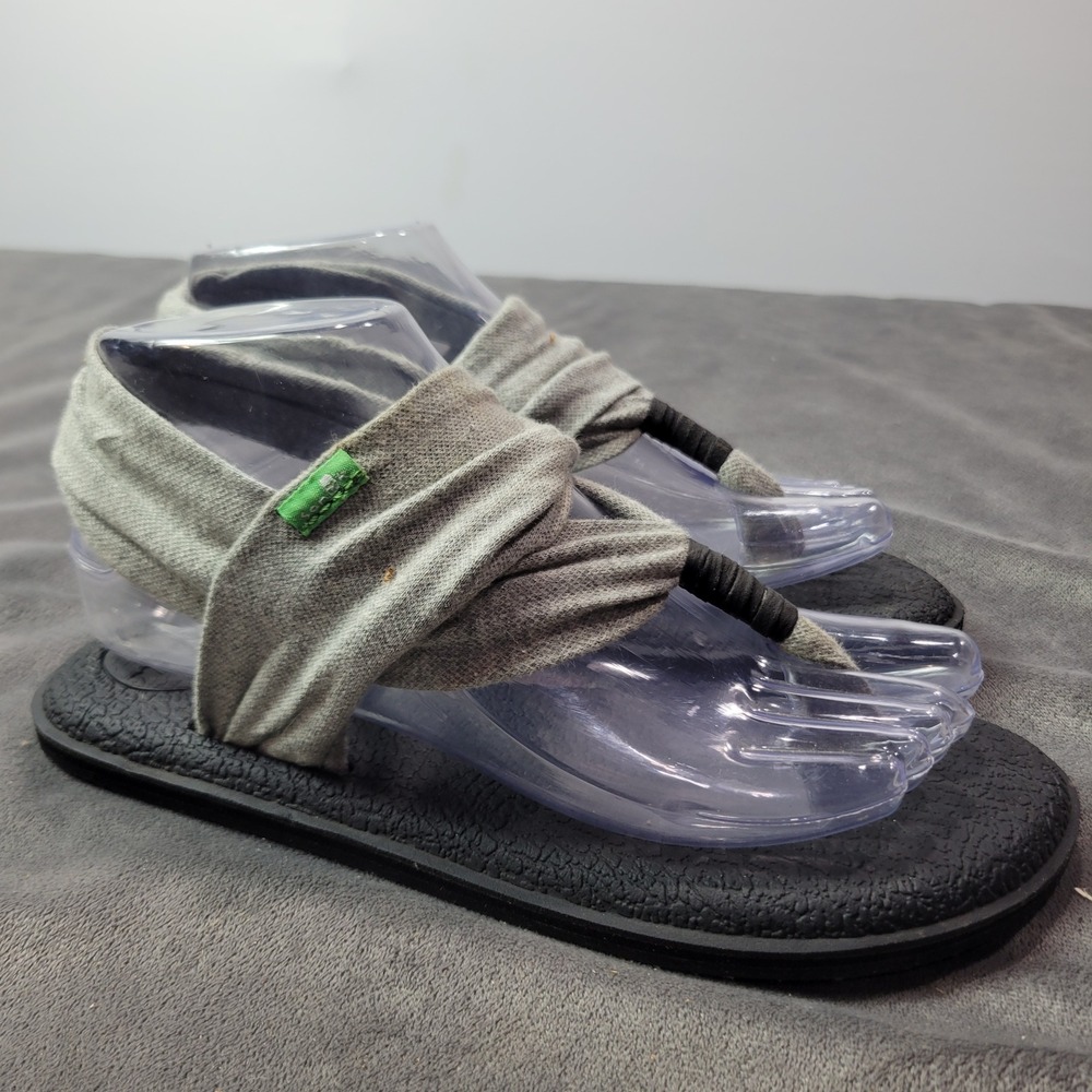 Sanuk Yoga Sling 2 Heather Gray Jersey Knit Yoga Mat Sandals Womens 6 SWS10001